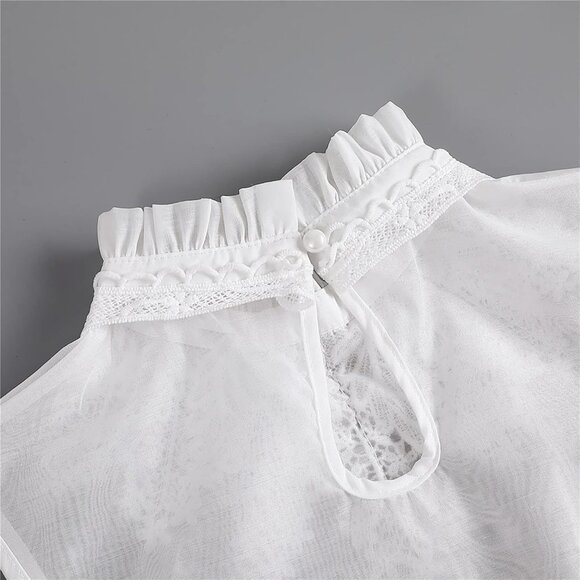 🆕 Women White Dickey Detachable False Collars Blouse Dresses Casual Styles Fits - Picture 6 of 7